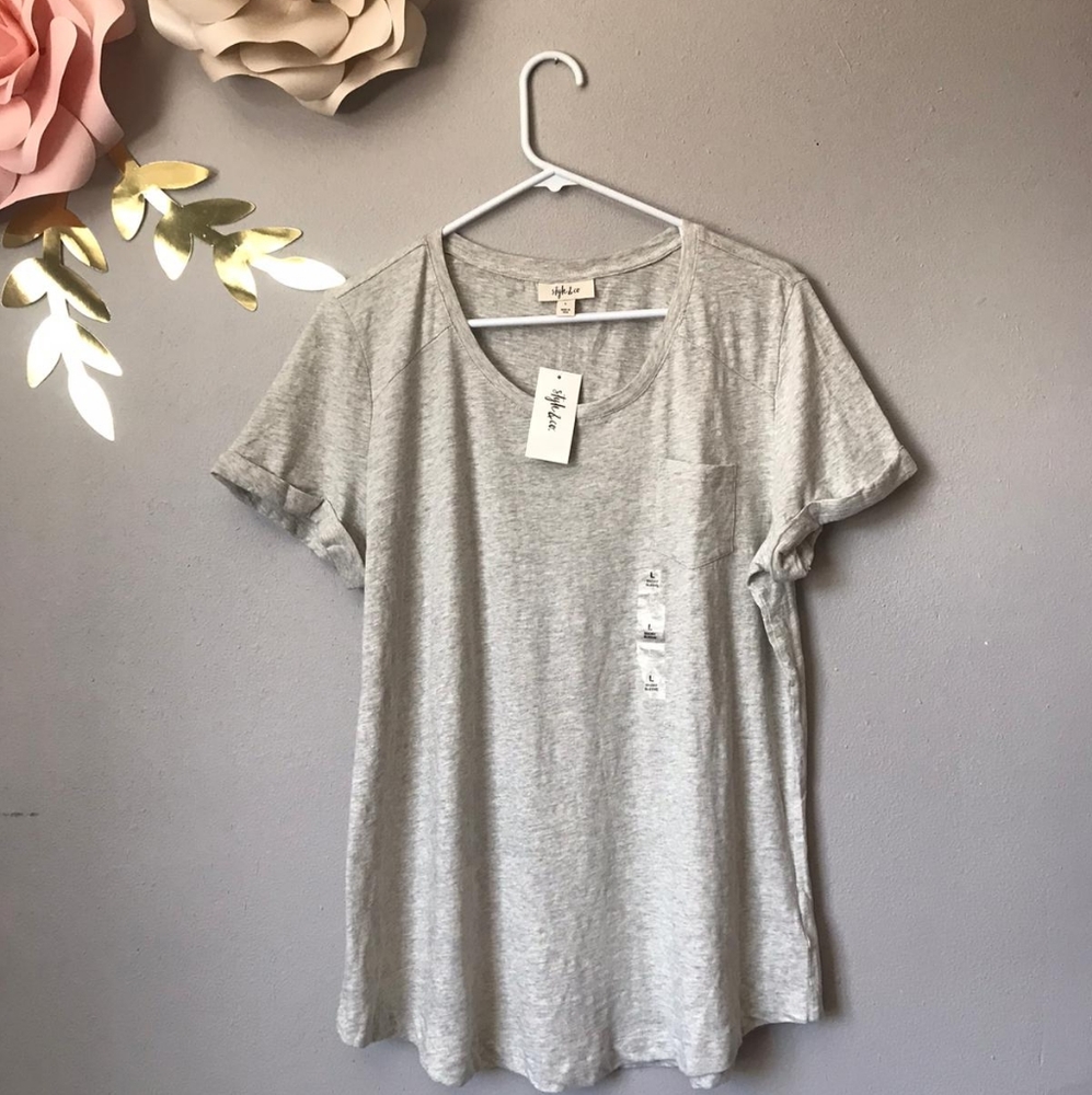 Style & Co women's Short Sleeve Grey T-Shirt Large - Picture 4 of 6